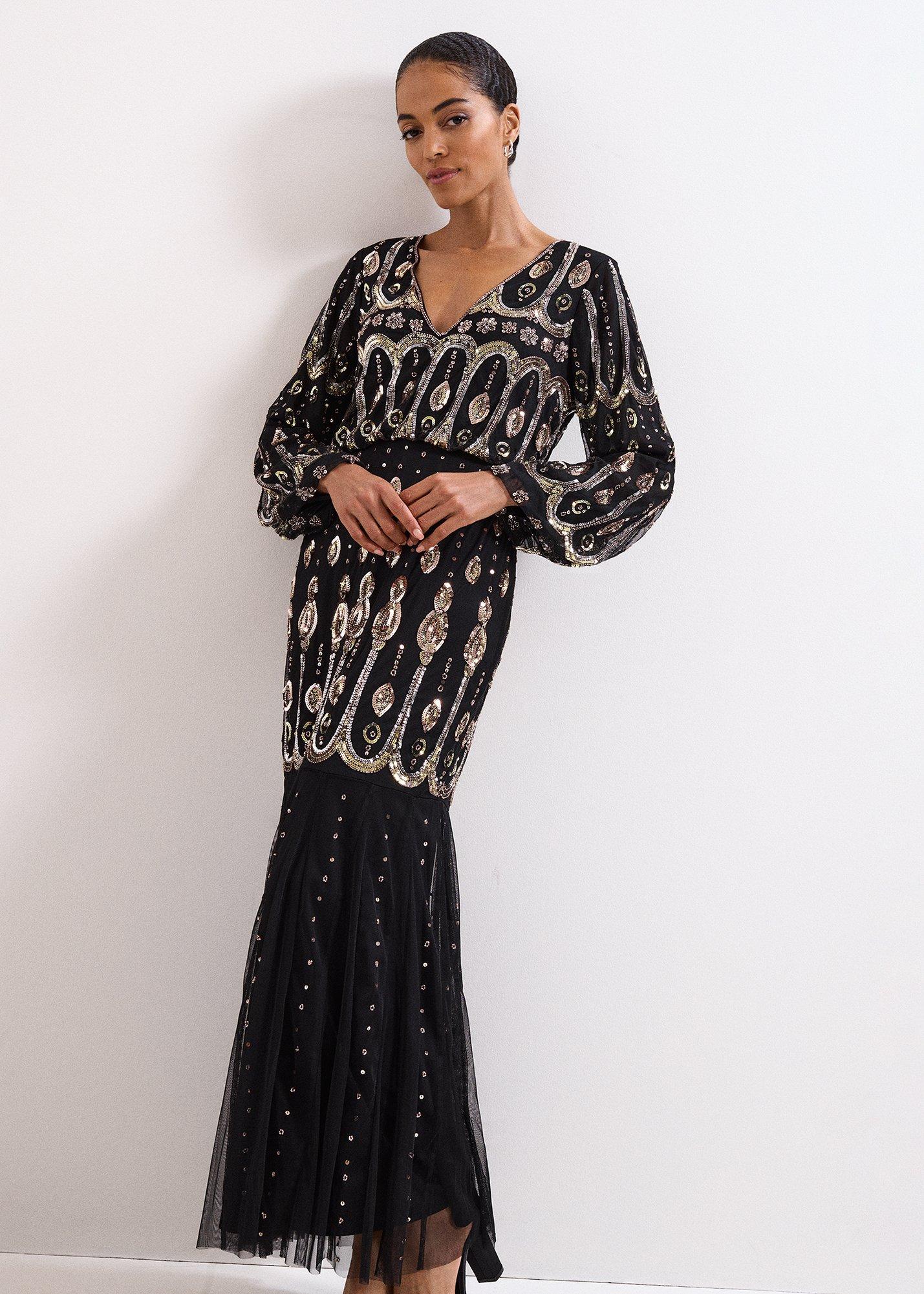Sasha Black Beaded Maxi Dress