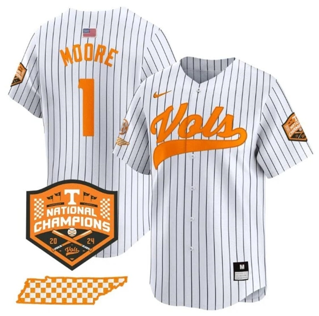 Men's None White 2024 match worn Christian Moore #1 official Jersey