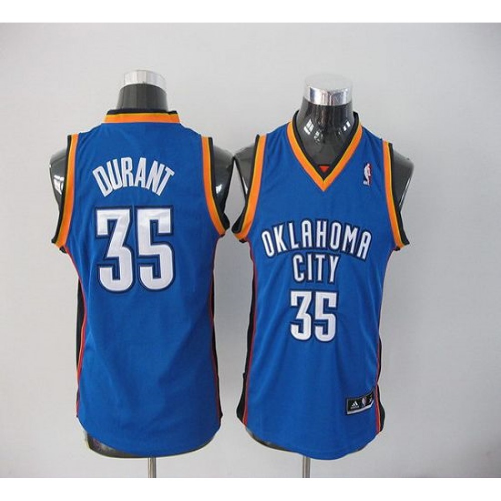 Game Day Elite Men's OKC Thunder #35 Kevin Blue Basketball Jersey