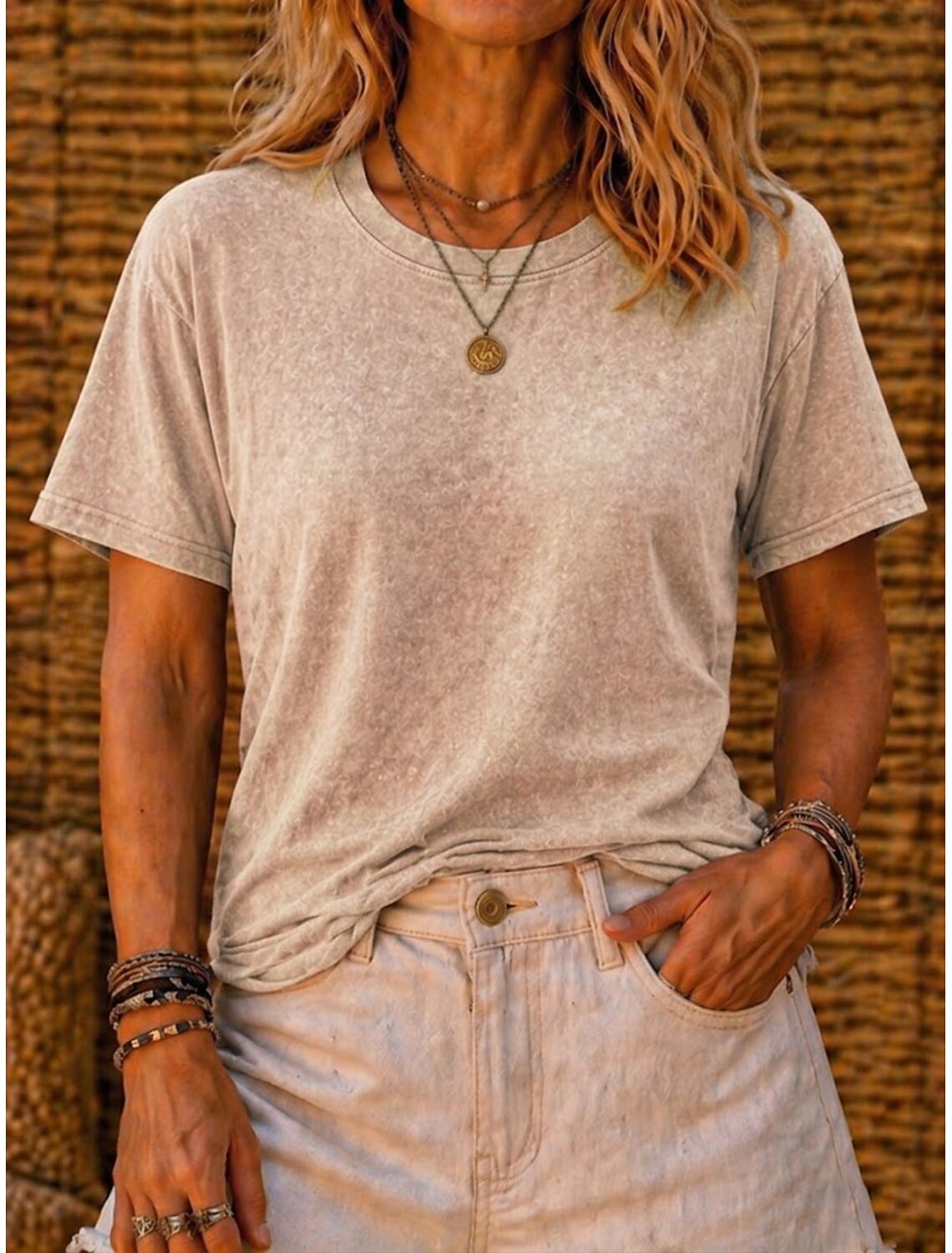 SoftFade™ Women's 100% Cotton T Shirt Tee Vintage Washed Tops Fashion Stylish Classic Short Sleeve Crew Neck Long Tops Casual Daily Beach Rose Red Blue Grass Green Black Orange Summer Spring