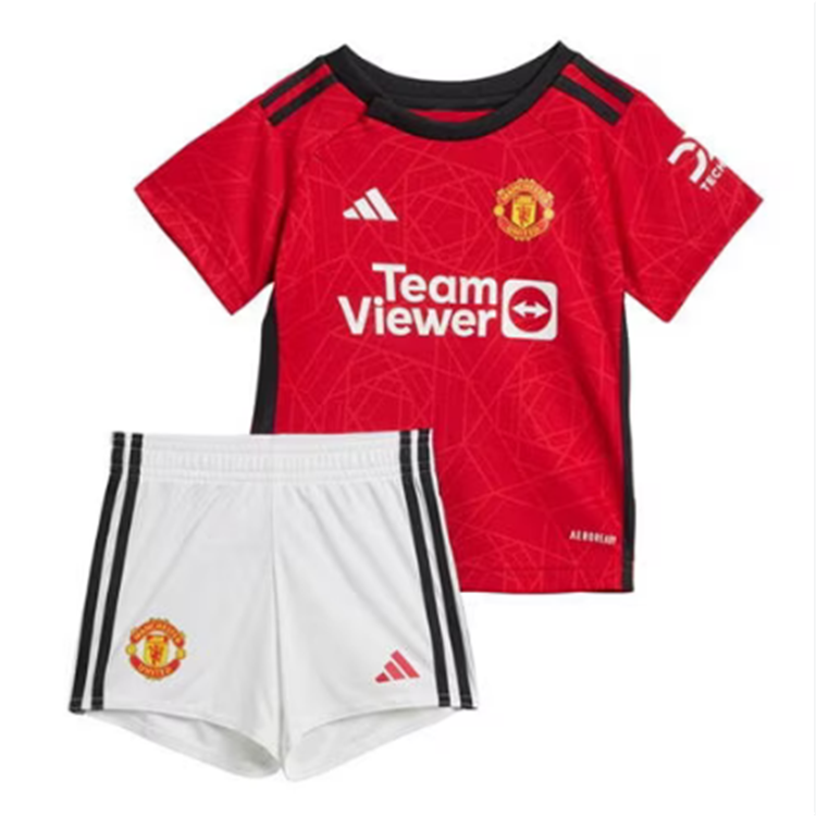 Breathable Man Utd Kids Manchester United 2324 Home Red Soccer Kit