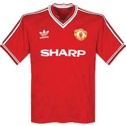 1986 MANCHESTER UNITED HOME RED RETRO SOCCER JERSEY SHIRT - Official
