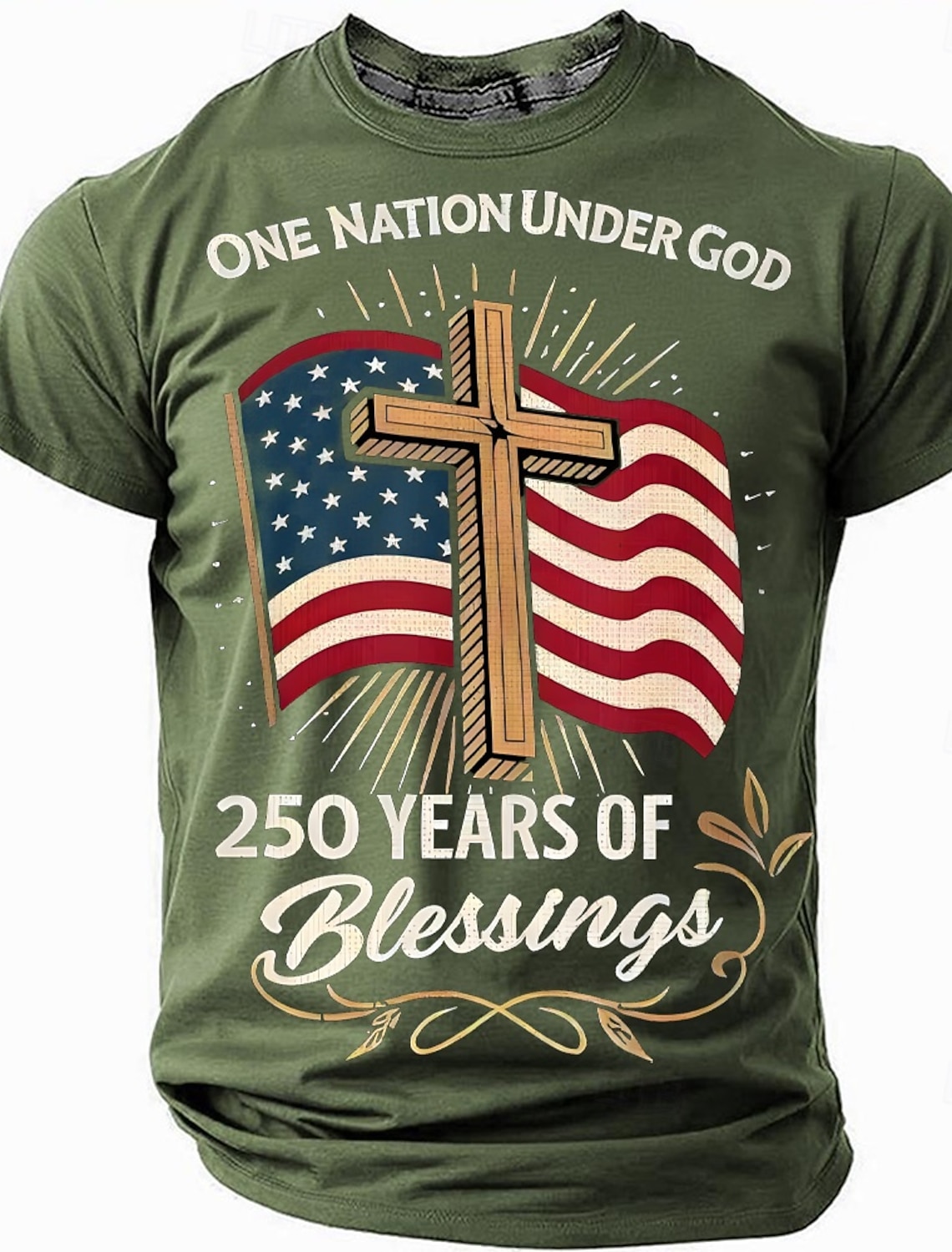 4th of July 2026 250th Memorial Day Men's Bible 3D Print Crew Neck Short Sleeve T-Shirt Daily Street