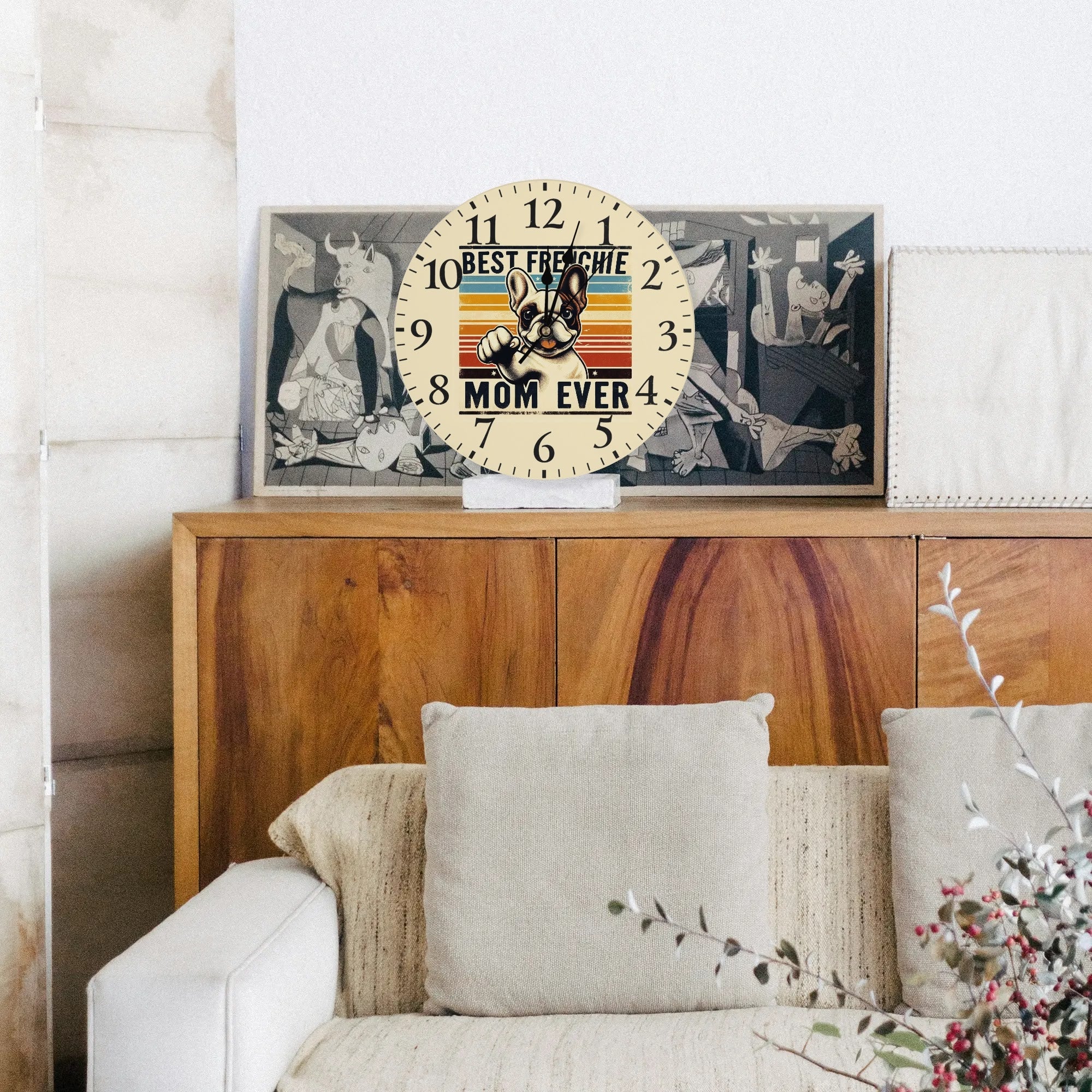 Molly - Bulldog Frameless Wall Clock Outdoor Use | Comfort Fit