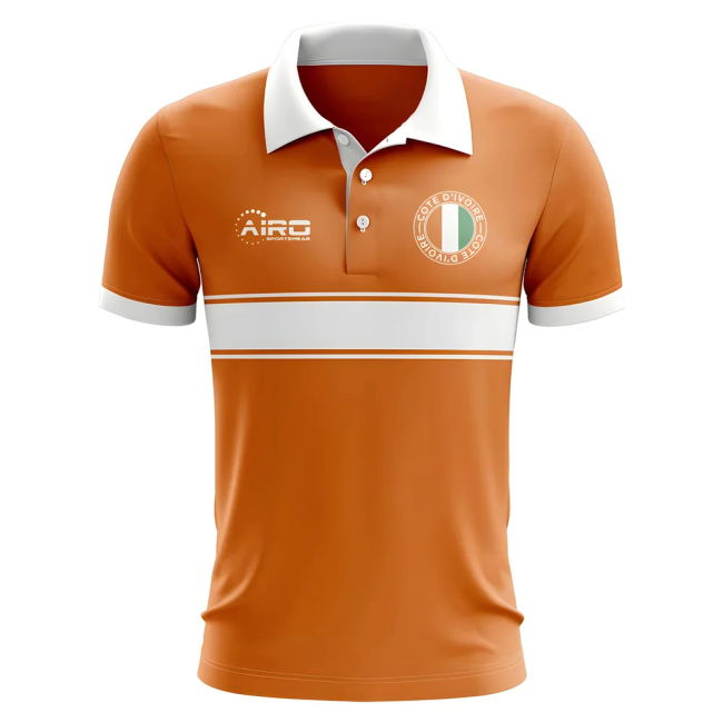 Premium-Quality Cote D'Ivoire Concept Stripe Polo Shirt (Orange)
