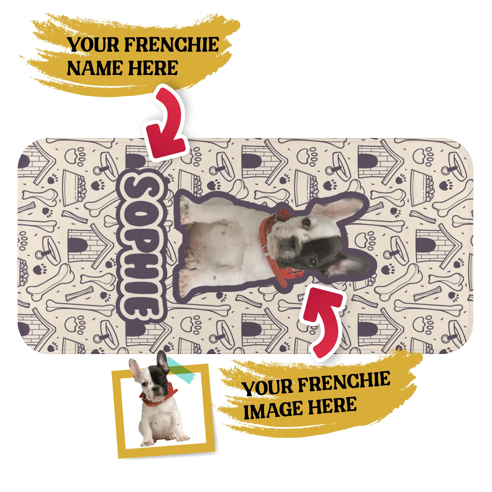 French Bulldog Personalized Frenchie Towel With Custom Name And Image Durable Dog Item