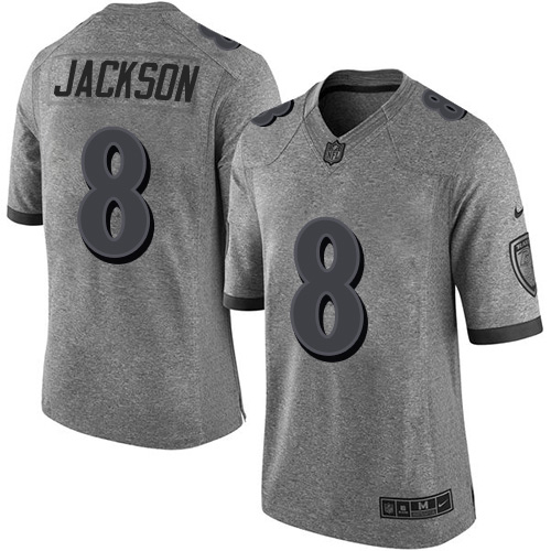 Authentic NFL Baltimore Ravens #8 Lamar Jackson Gray Limited Jersey