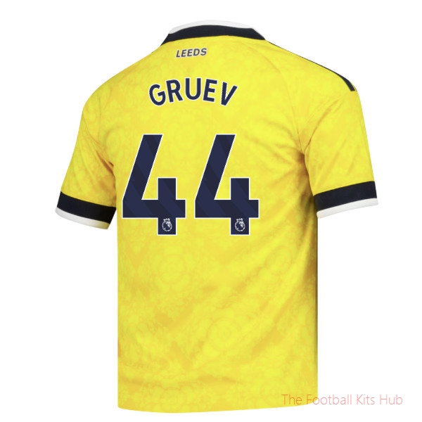 Leeds United Away Shirt 2026-2027 Gruev #44 Kids' Soccer Kit