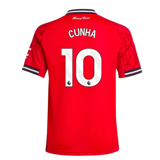 Match Day Football Man Utd Home Shirt Kids Cunha #10 Durable Mater...