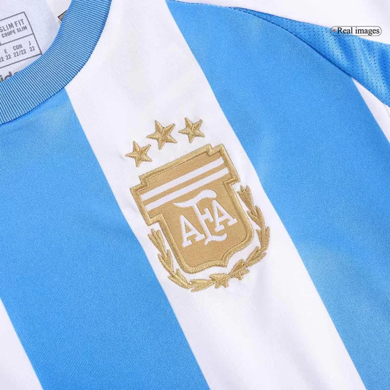 Argentina Home Kids Soccer Jerseys Kit Copa America 2024 Authentic Kit
