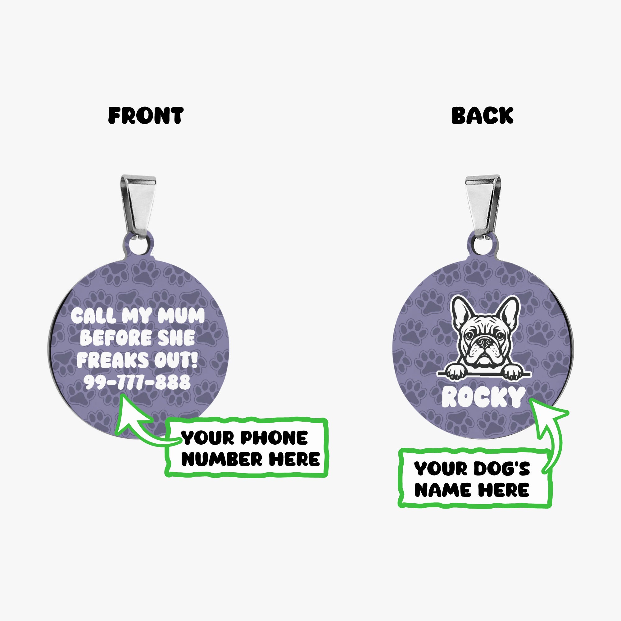 My Mum - Comfortable Custom Double-sided French Bulldog Tag Outdoor Use