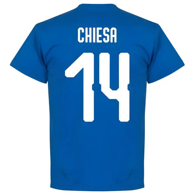 Italy Chiesa 14 Team T-Shirt - Royal Worldcup Euro Quality