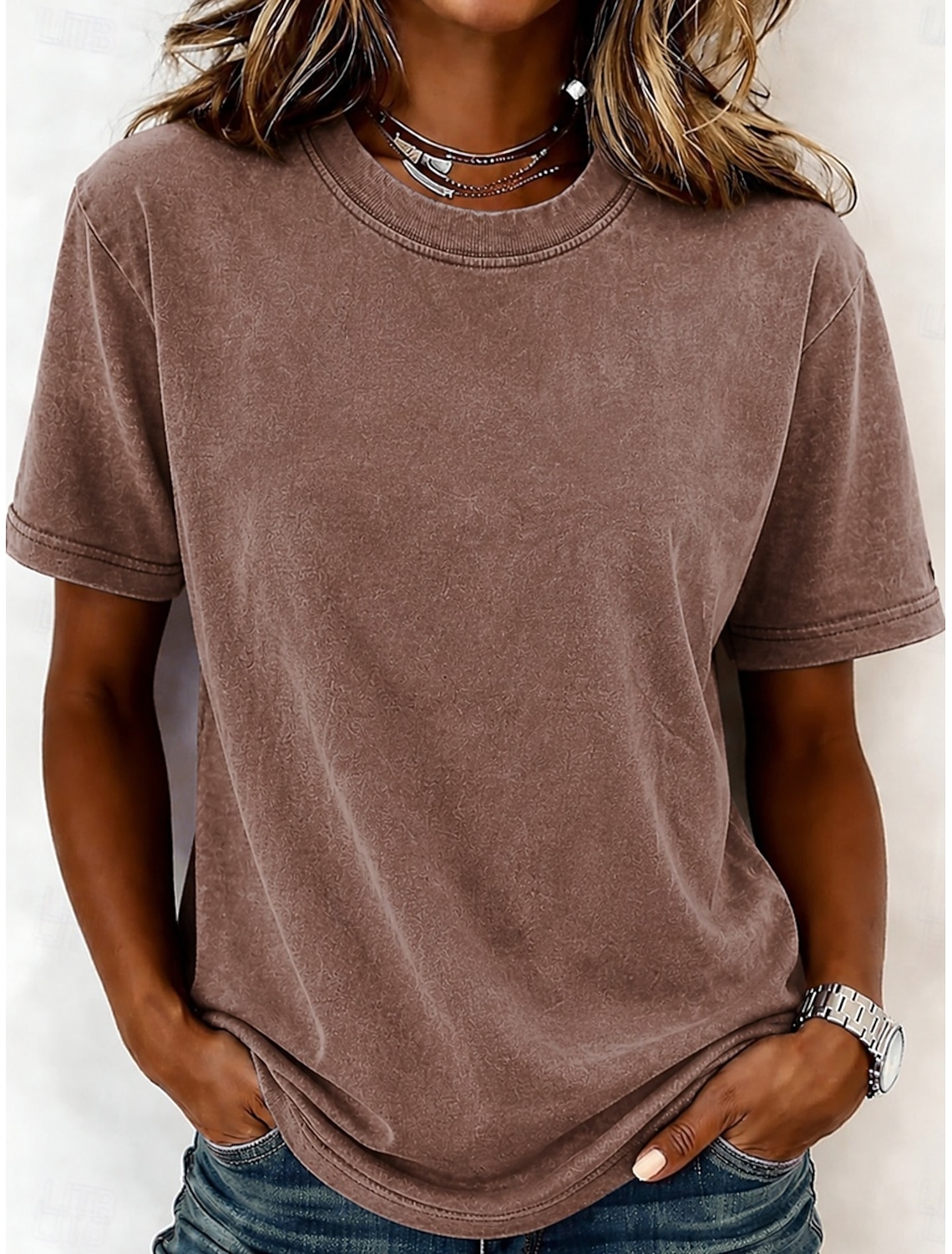 Women's 100% Cotton T-Shirts - Quality Vintage Short Sleeve Crew Neck Tee
