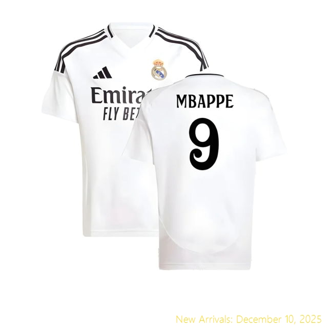2024-2025 Real Madrid Home Shirt - Top Grade Soccer (Mbappe 9) - Kids...