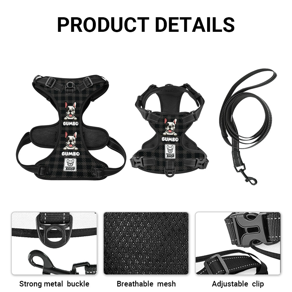 Airflow-Friendly Jaq - Personalized No-pull French Bulldog Dog Harnes...