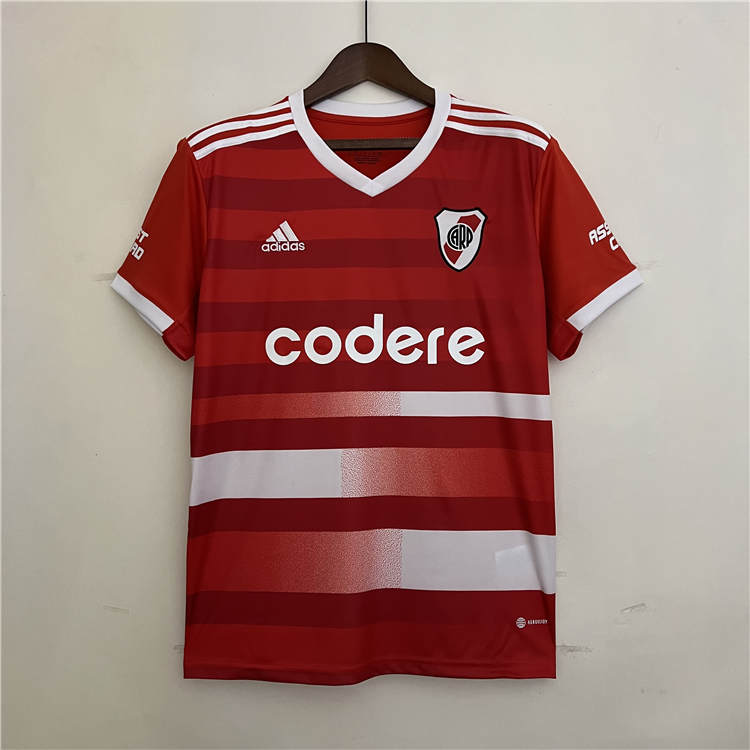 Durable River Plate 2324 Away Red Soccer Jersey Footbal Shirt