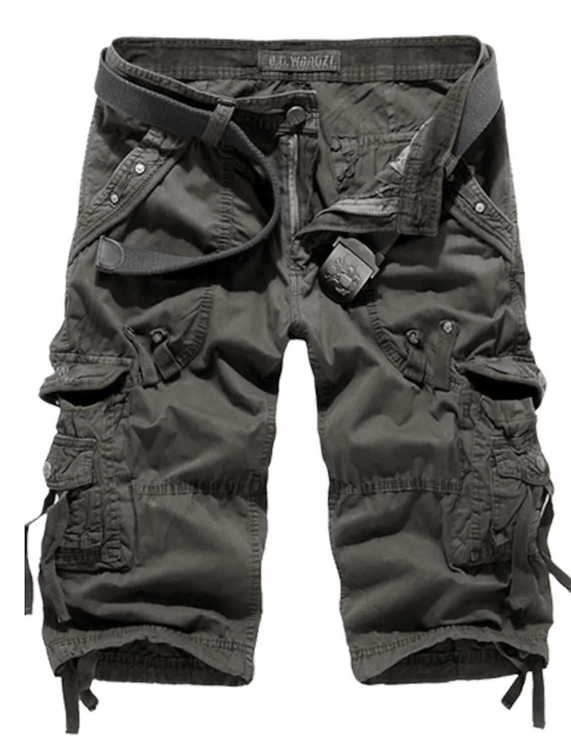 Men's Cargo Shorts Hiking Shorts Leg Drawstring Multi Pocket Multiple Pockets Plain Breathable Outdoor Calf-Length Casual Daily Streetwear Stylish ArmyGreen Wine Inelastic