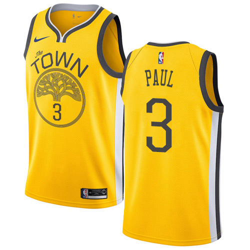 Gold Nike Chris Paul #3 Warriors Jersey - Quick-Dry Game Day Wear
