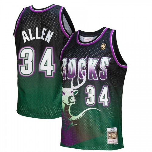Milwaukee Bucks Ray #34 Elite Collection Replica Jersey Athletic Fit