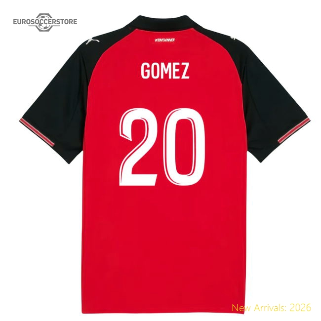 Trending High-Quality 2025-2026 Stade Rennais Home Shirt (Gomez 20)