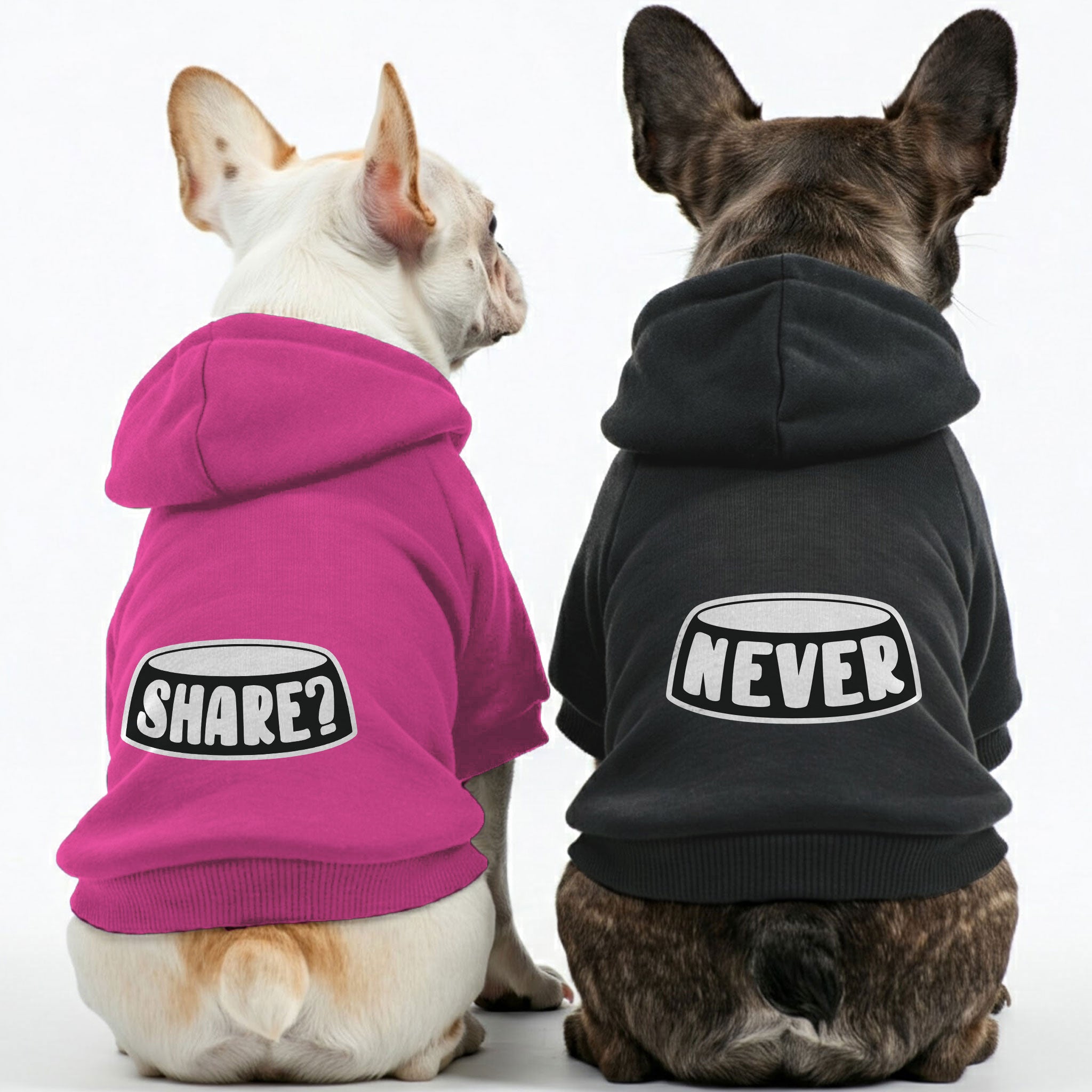 SHARE? and NEVER - Matching French Bulldog Hoodies – Stylish, Cozy & Personalized!