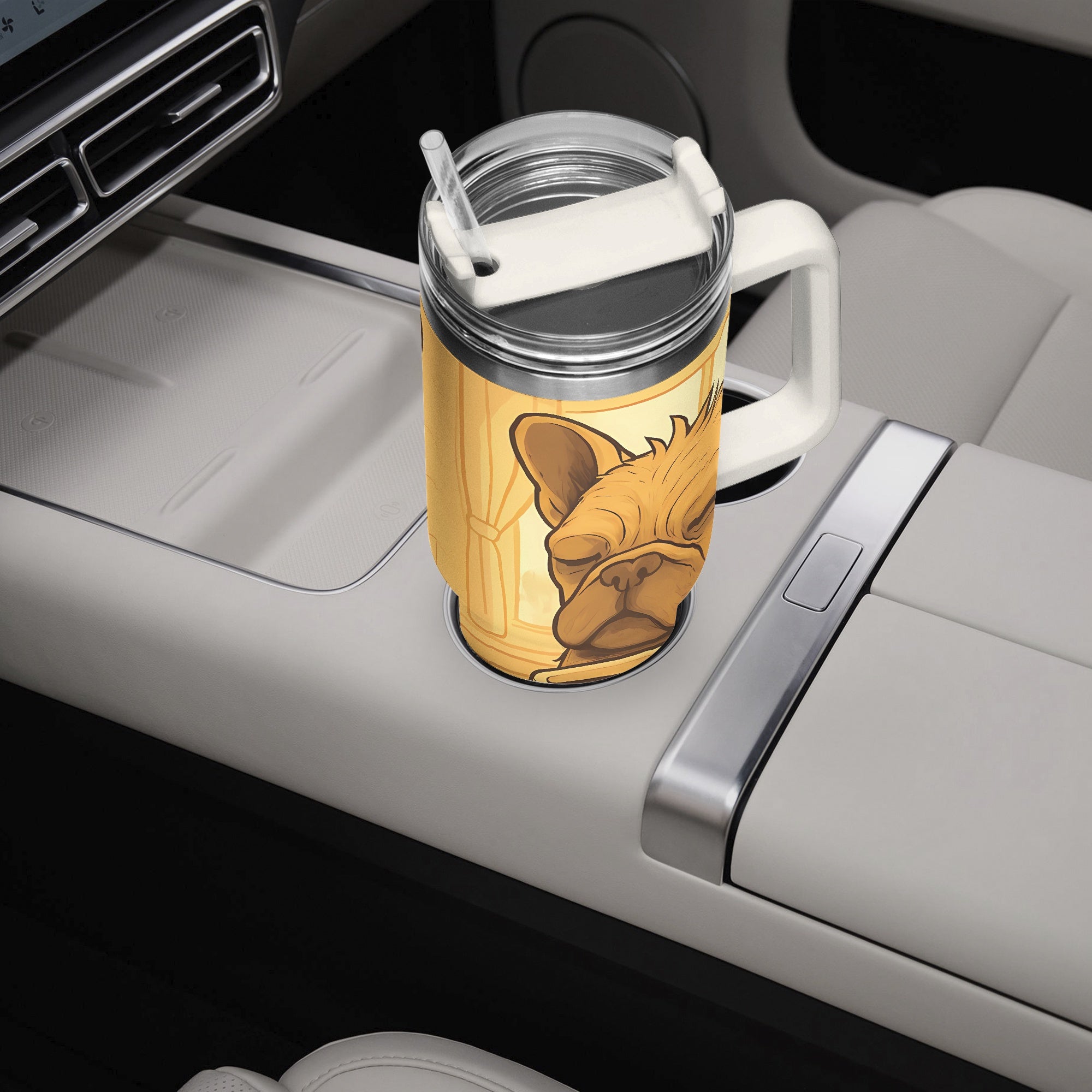 Breed-specific Frenchie Meatball - Warm Car Tumbler Cup Winter Wear