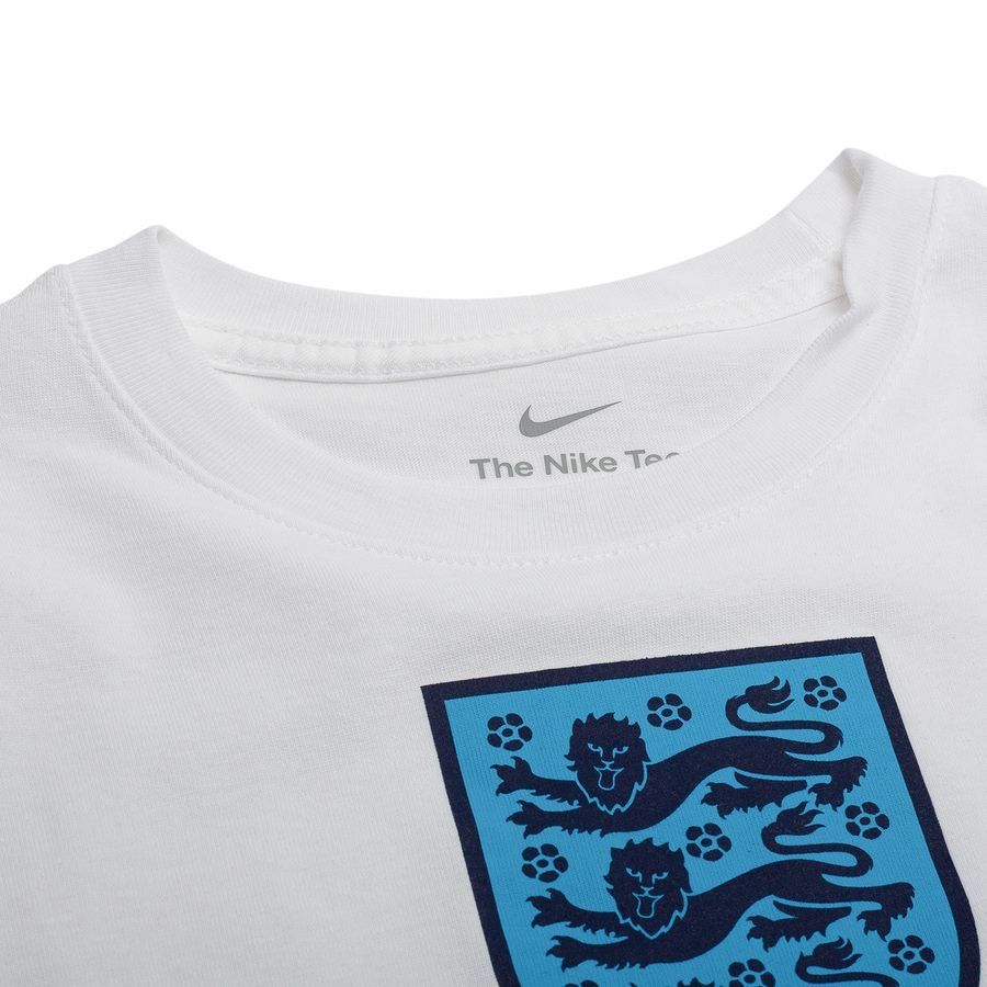 England T Shirt Crest Pure White Kids Supporter Version
