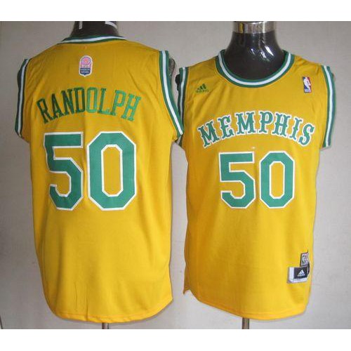 Memphis Grizzlies #50 Zach Randolph Yellow ABA Hardwood Classic Stitched NBA Jersey Mens