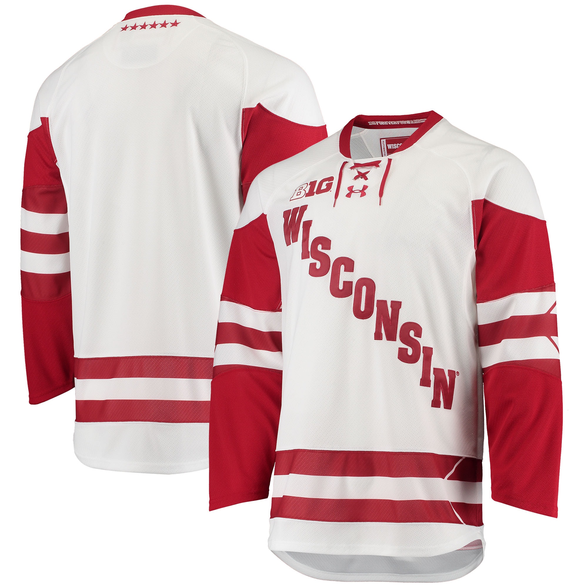 [DDG] Women's Wisconsin Badgers UA Replica Hockey Jersey - White
