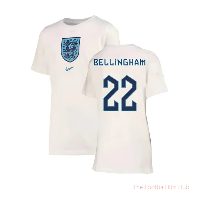 2022-2023 England Crest Tee (White) - Kids (Bellingham 22)