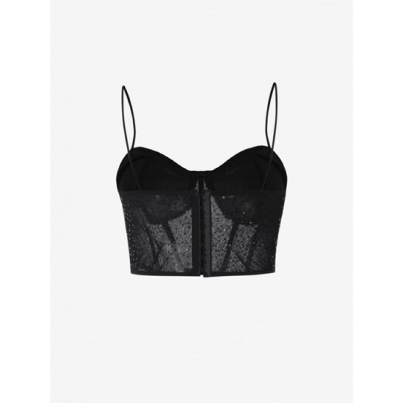 Lace Sequined Crop Corset Camisole JN5594