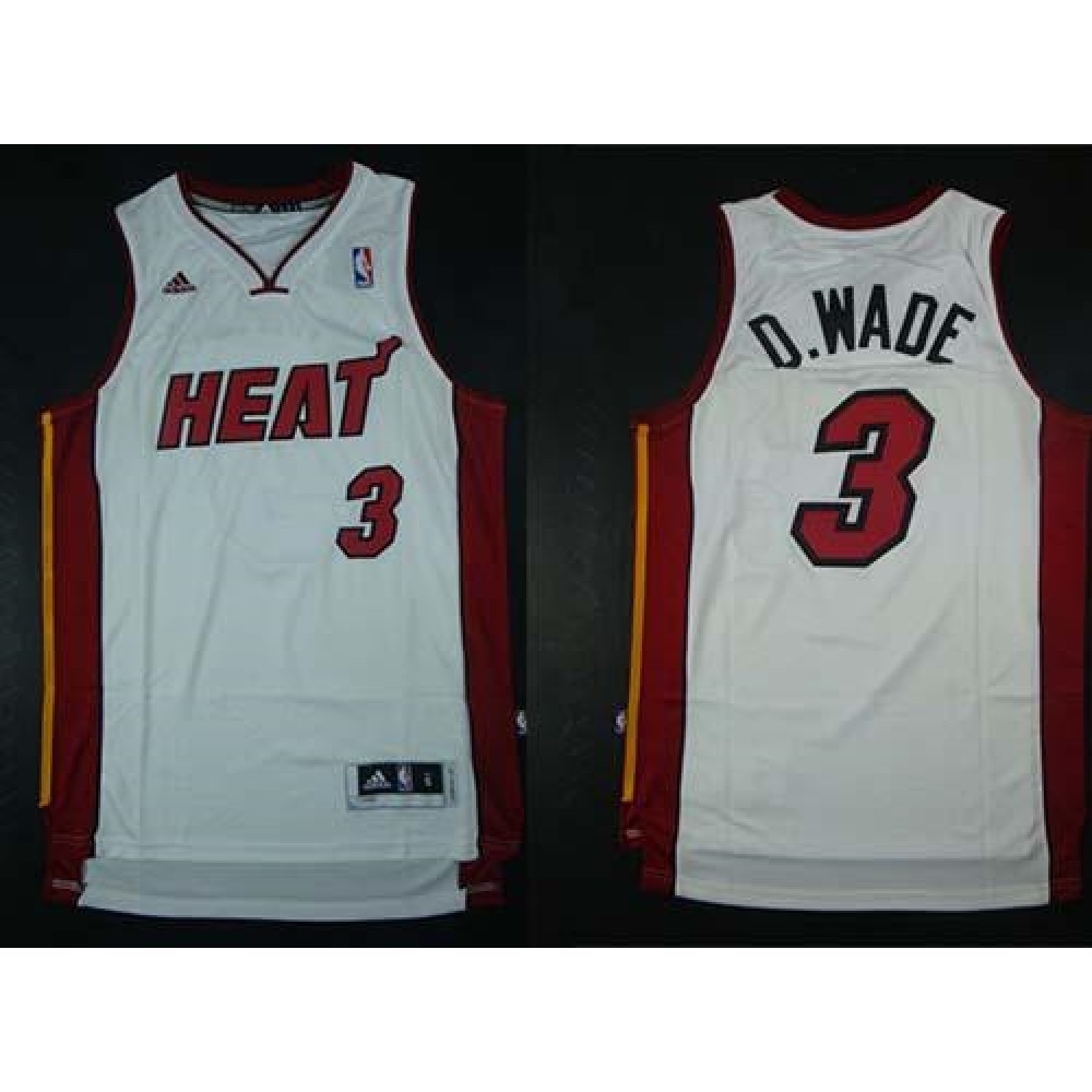 Heat #3 Dwyane Wade White Nickname D.WADE Stitched NBA Jersey