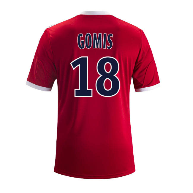 13-14 Olympique Lyonnais 18 Gomis Away Red Jersey Shirt - Official