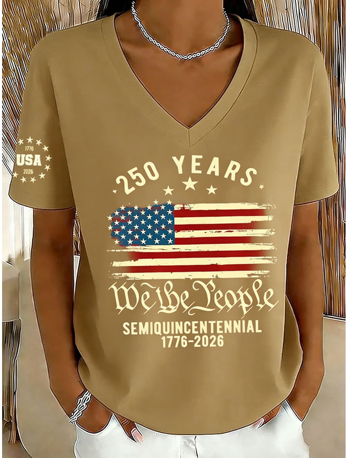 American Independence Day Women's T Shirt Print Graphic Independence Day Vintage Stylish Classic Short Sleeve Crew Neck V Neck Regular Tops Daily Blue Black White Red Gray Summer Spring