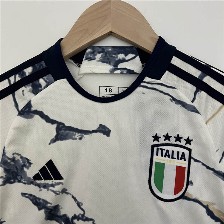 Kids Italy 2023 Away White Soccer Kit ShirtShorts - Official Replica