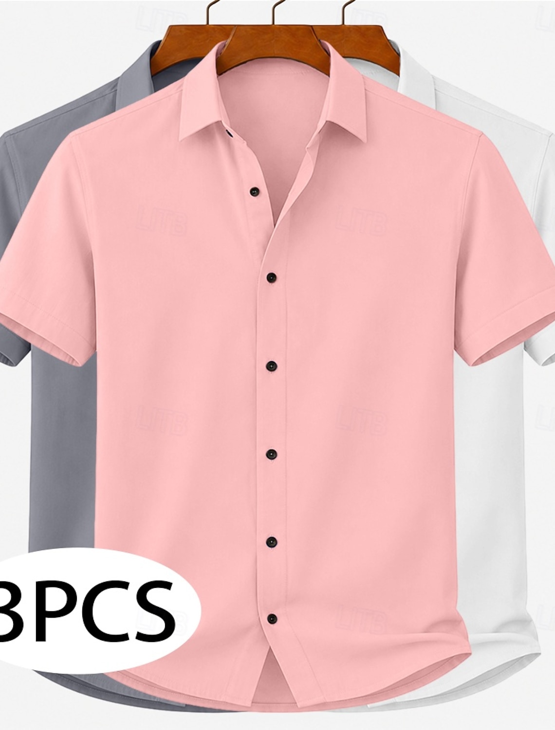 Men Shirt Casual Shirt Button Up Shirt White+Pink+Light Blue Light BLue+Green+Black BLue+Red+Black Yellow+Pink+Black Green+Gray+Black Short Sleeve Plain Shirt Collar Casual Daily Plain Clothing