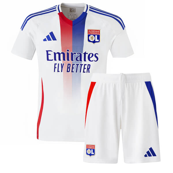Official Kids Olympique Lyonnais 2425 Home Kit ShirtShorts