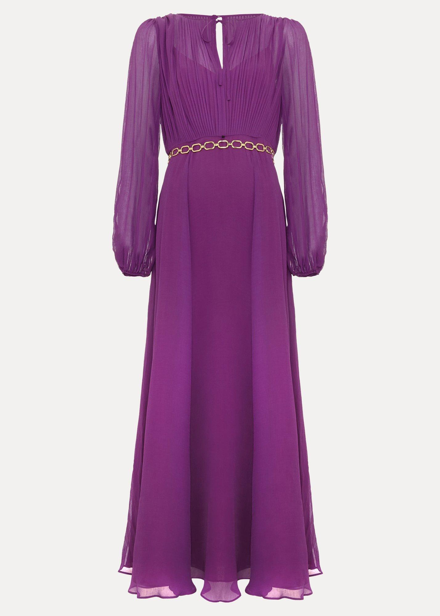 Petite Amal Purple Pleated Bodice Maxi Dress