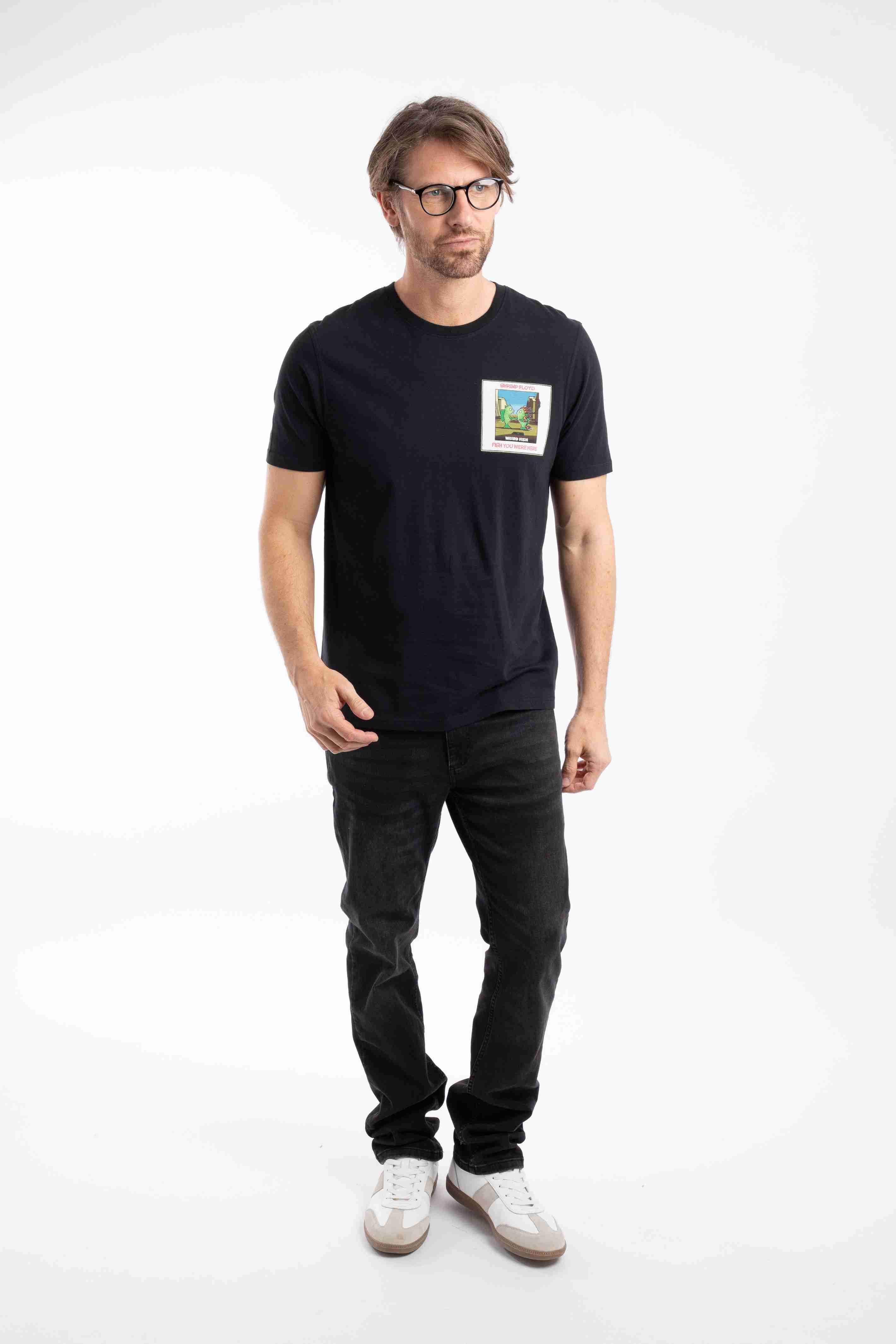Fish You Were Here Back Print Artist T-Shirt Black