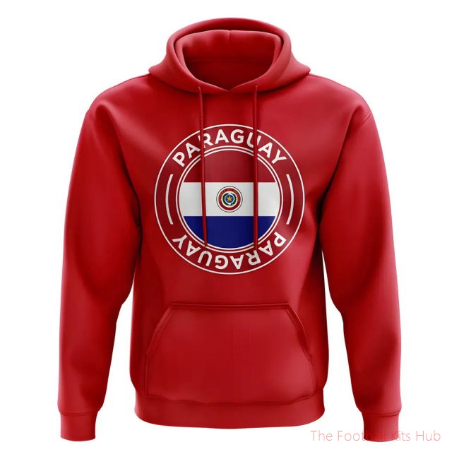 Men Paraguay Football Badge Hoodie (Red)