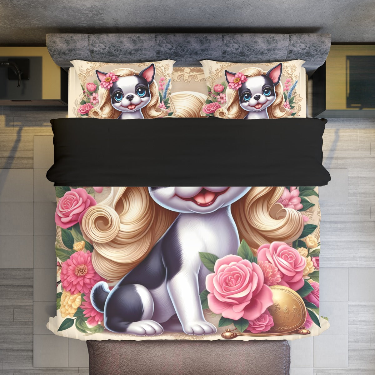 French Bulldog Rocko Duvet Cover Set For Boston Terrier Lovers Durable Dog Item