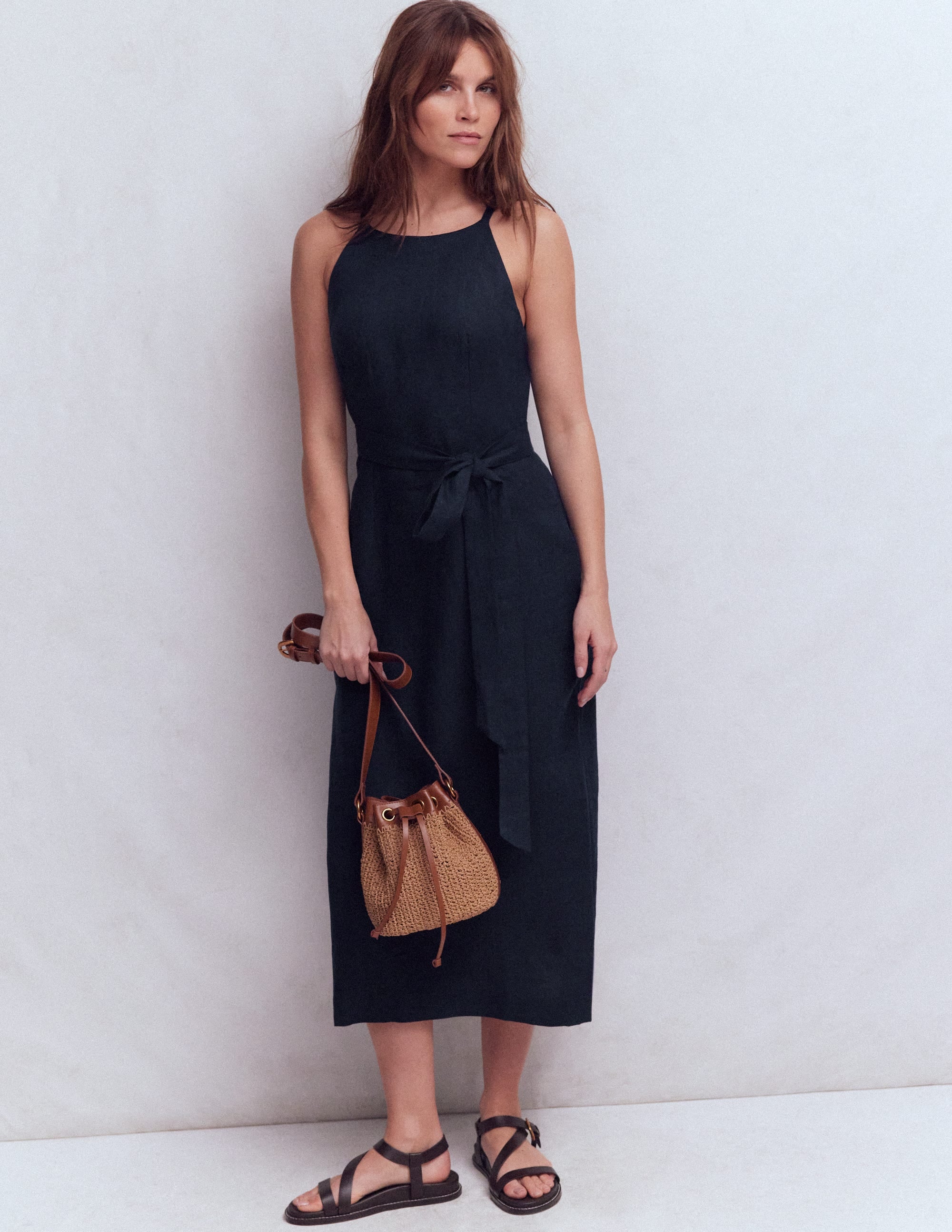 Rosa Halter Linen Midi Dress
