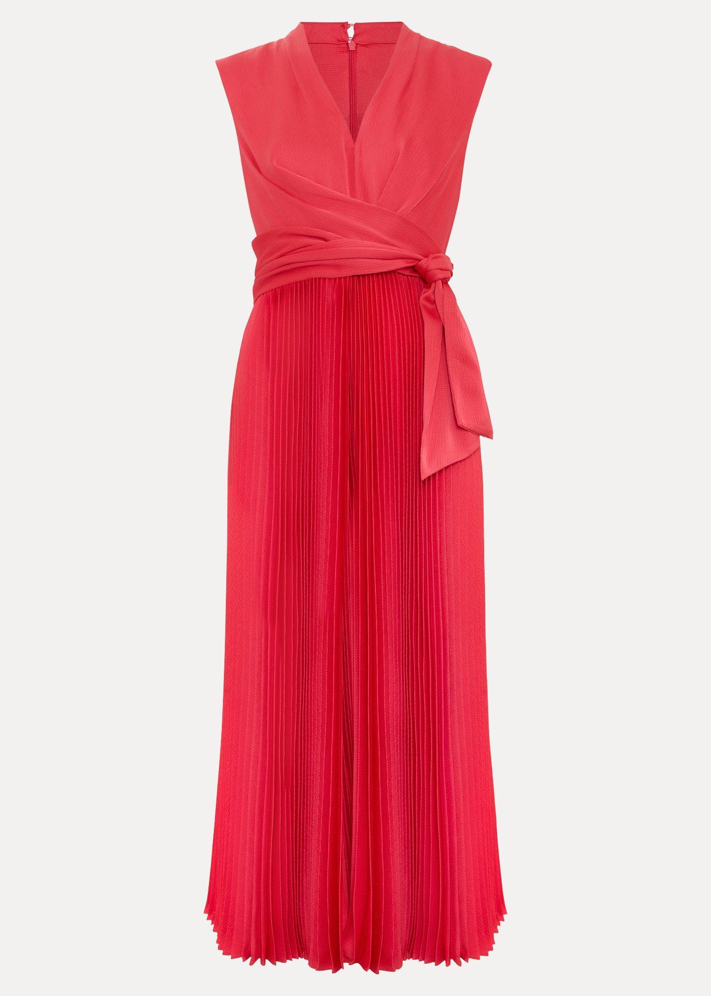 Petite Celestia Wrap Front Pleat Midi Dress