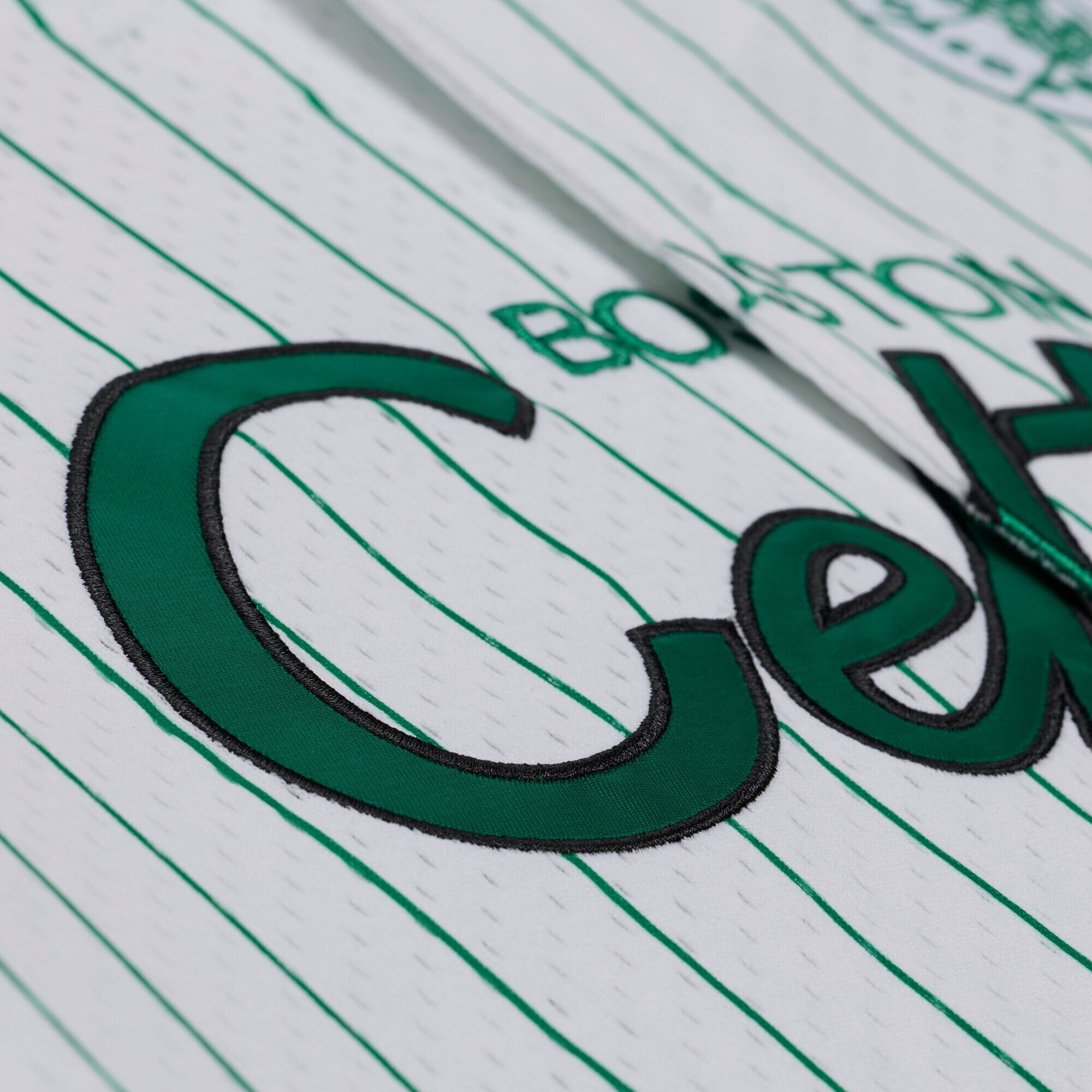 [LK] Boston Celtics Head Coach Pinstripe Mesh Full-Button Baseball Jersey - White