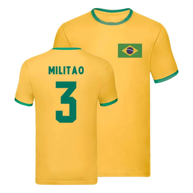 World Brazil Ringer T-Shirt (Eder Militao 3) High Cup Replica