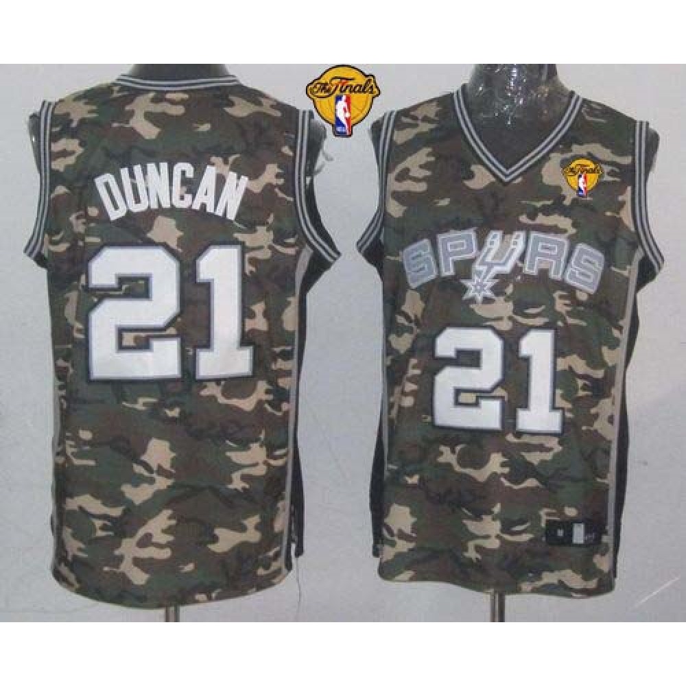 Spurs #21 Tim Duncan Camo Stealth Collection Finals Patch Stitched NBA Jersey