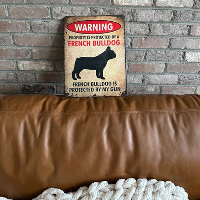 Street-Ready Metalpaws French Bulldog Vintage Metal Sign for Home Use