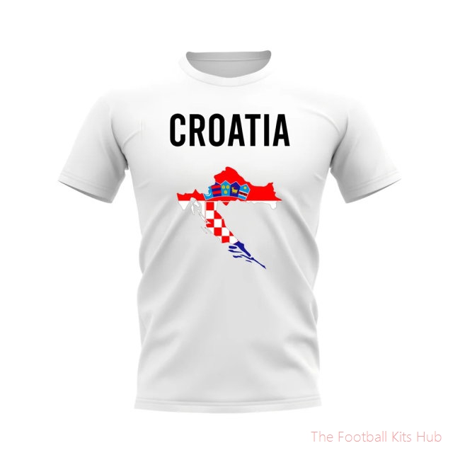 Men Croatia Map T-shirt (White) UEFA Euro