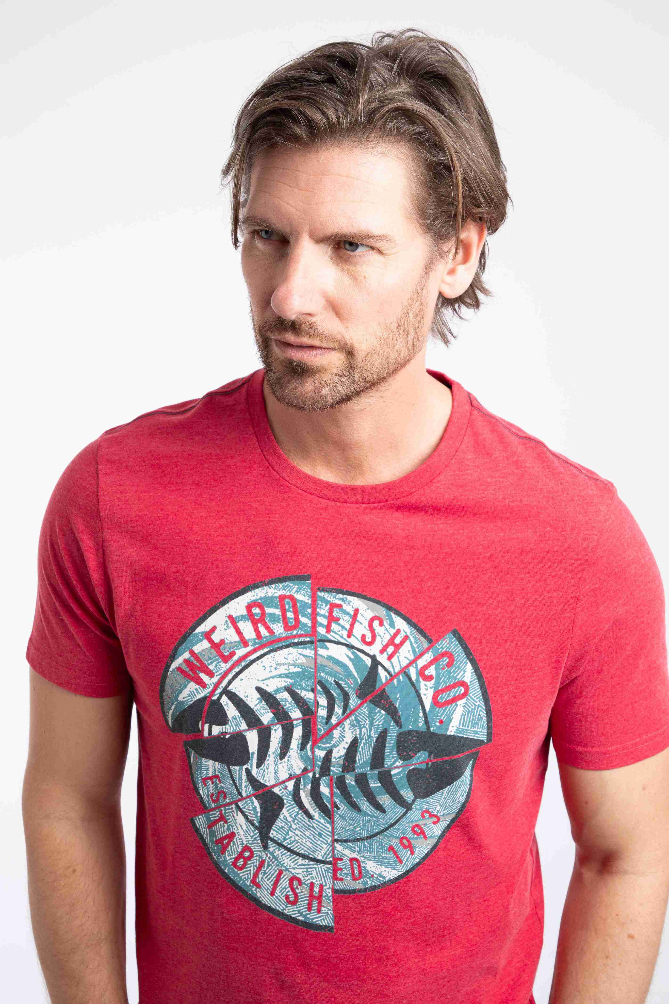 Vortex Front Print Graphic T-Shirt Barberry Red Marl