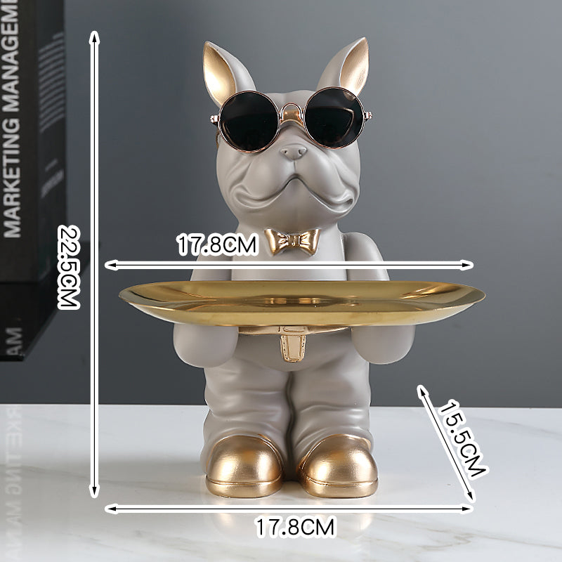 Decorative Frenchie Figurine with Storage Tray - Add Whimsy and Order to Your Room